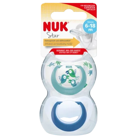 NUK Sucette en Silicone 6 à 18 mois – 2 pièces (Turquoise/Bleu)