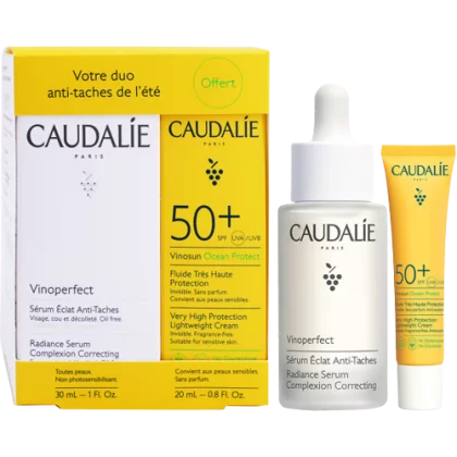 Caudalie Coffret Vinoperfect Sérum Éclat Anti-Taches 30ml + Vinosun Protect Fluide SPF50+ 20ml Offert