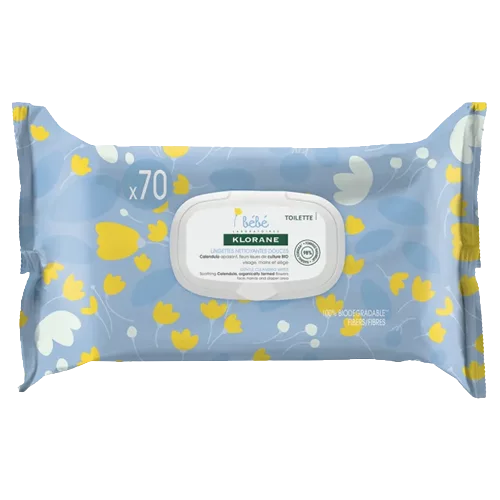 Klorane Bébé Lingettes Nettoyantes Douces au Calendula 70 Unités