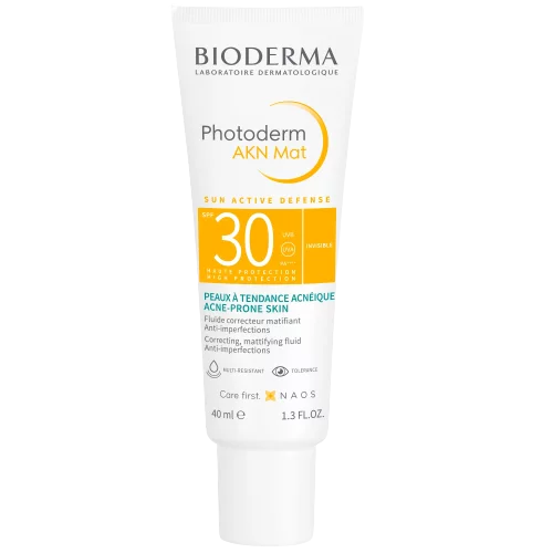 Bioderma HPOTODERM – AKN Mat Fluide Solaire Correcteur Matifiant SPF30 – Visage – Peaux à Tendance Acnéique, 40ml