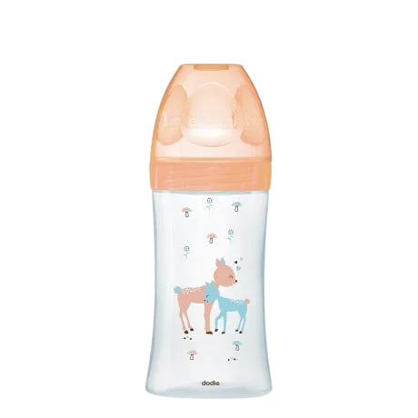 Dodie – Biberon en verre col large Sensation 270ml BEIGE BICHE 0-6 mois tétine plate débit 2