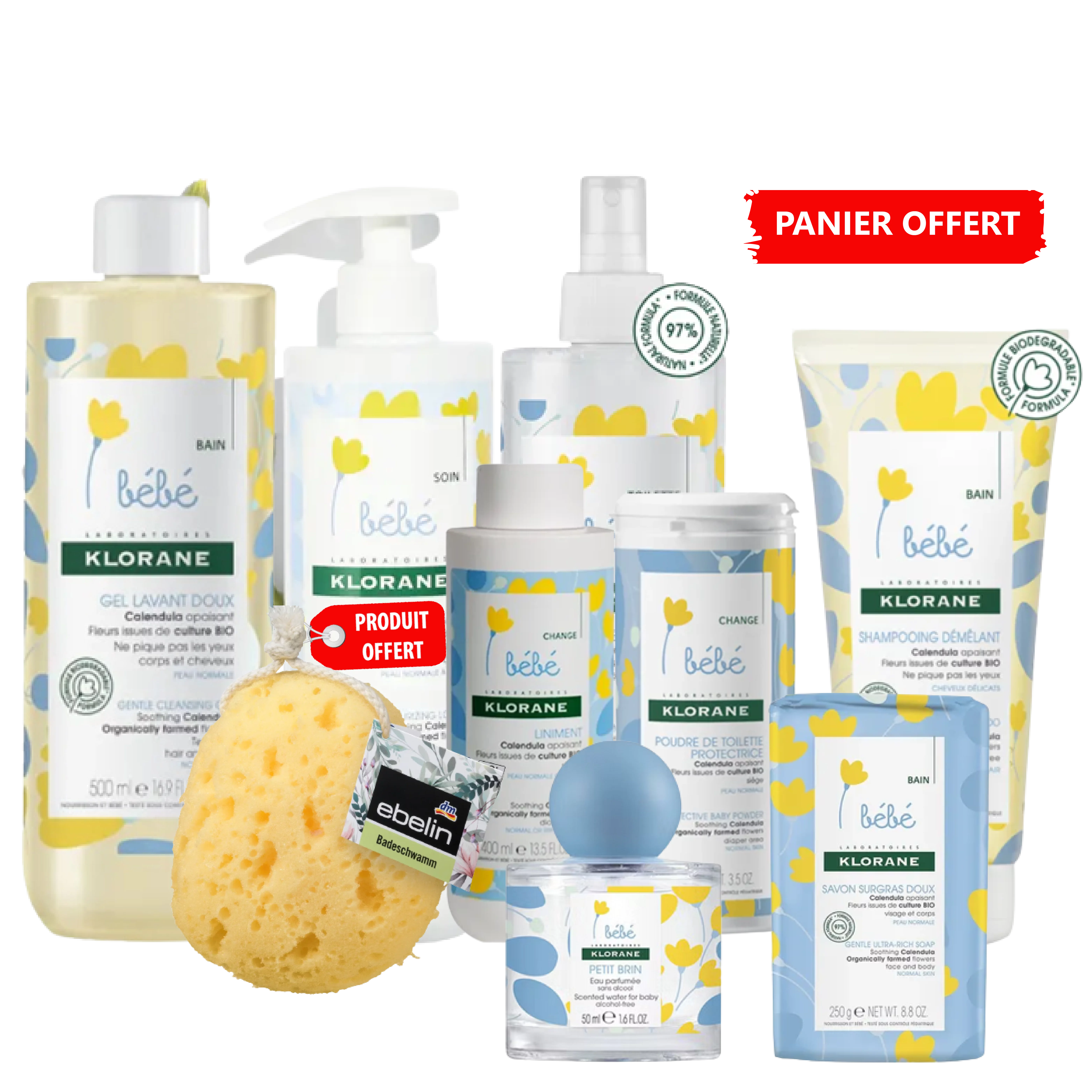 Klorane Ma Première Gamme Bébé + Éponge Bain Et Panier OFFERT