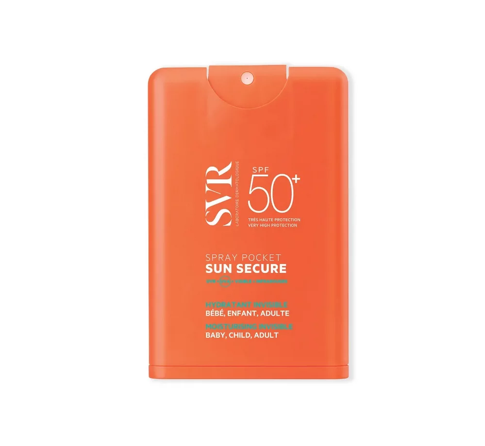 SVR SUN SECURE – Spray Solaire Pocket Hydratant Invisible SPF50+ – Peaux Hypersensibles au Soleil, 20ml