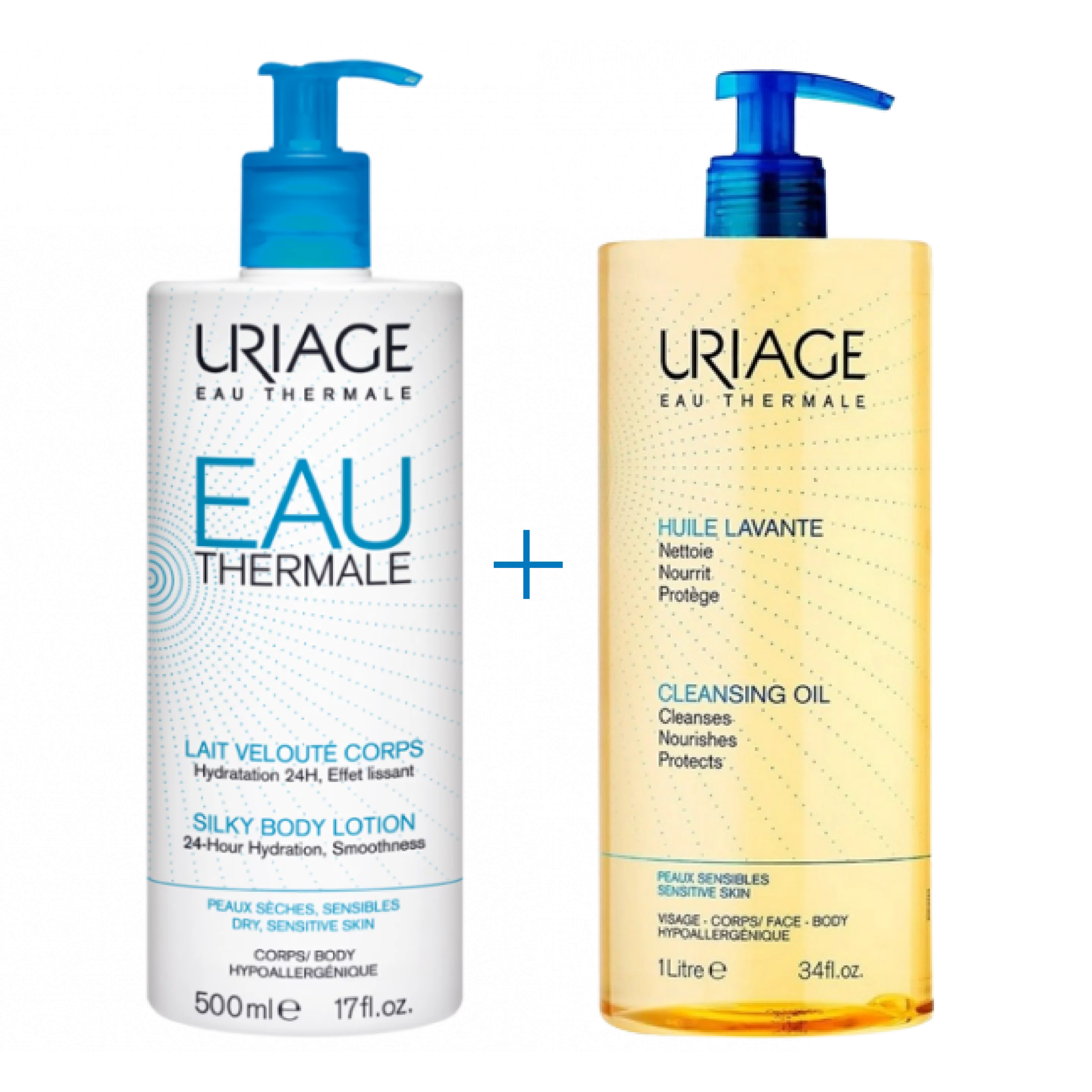 Uriage Duo Hydratation Intense à L’Eau Thermal Lait + Huile Lavante + Trousse OFFERT Et Échantillon