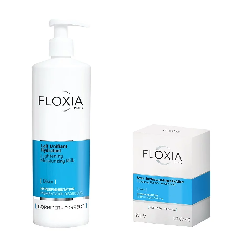 Floxia Gamme Lait Éclaircissant 500ml + Savon Exfoliant 125 gr