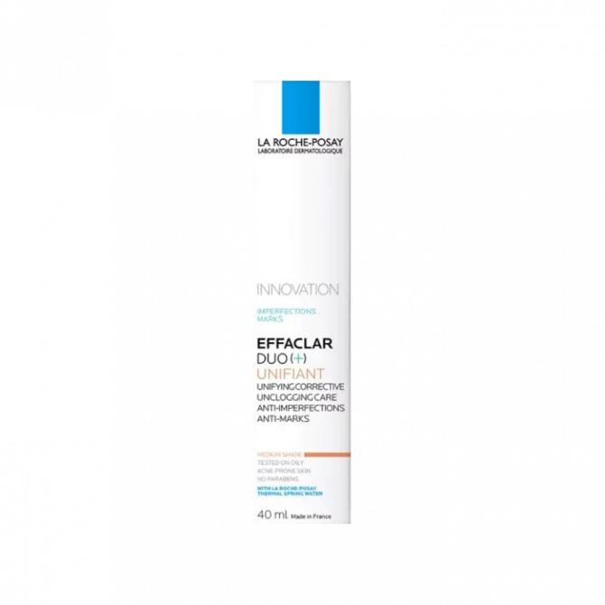 La Roche-Posay – EFFACLAR DUO+ Gel Crème Visage Unifiant Medium Anti Imperfections Peaux Tendance Acnéique Point Noirs, 40ml