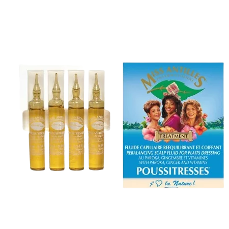 Miss Antilles international Poussitresses Fluide Capillaire Rééquilibrant Et Coiffant 4 Ampoules x 10ml