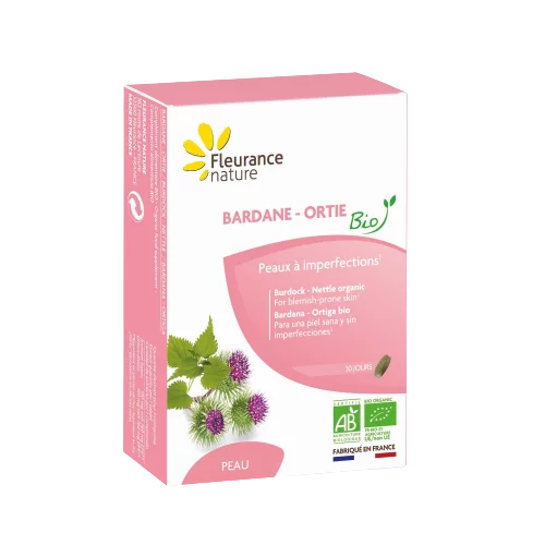 Fleurance Nature Bardane – Pensée sauvage – Ortie Bio Complément alimentaire. Boîte de 30 comprimés