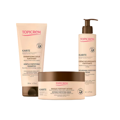 Topicrem Karité Routine de Soins Hydratant Fortifiant Anti Chute Pour Cheveux Sec et Crépus – Bouclés et Frisés
