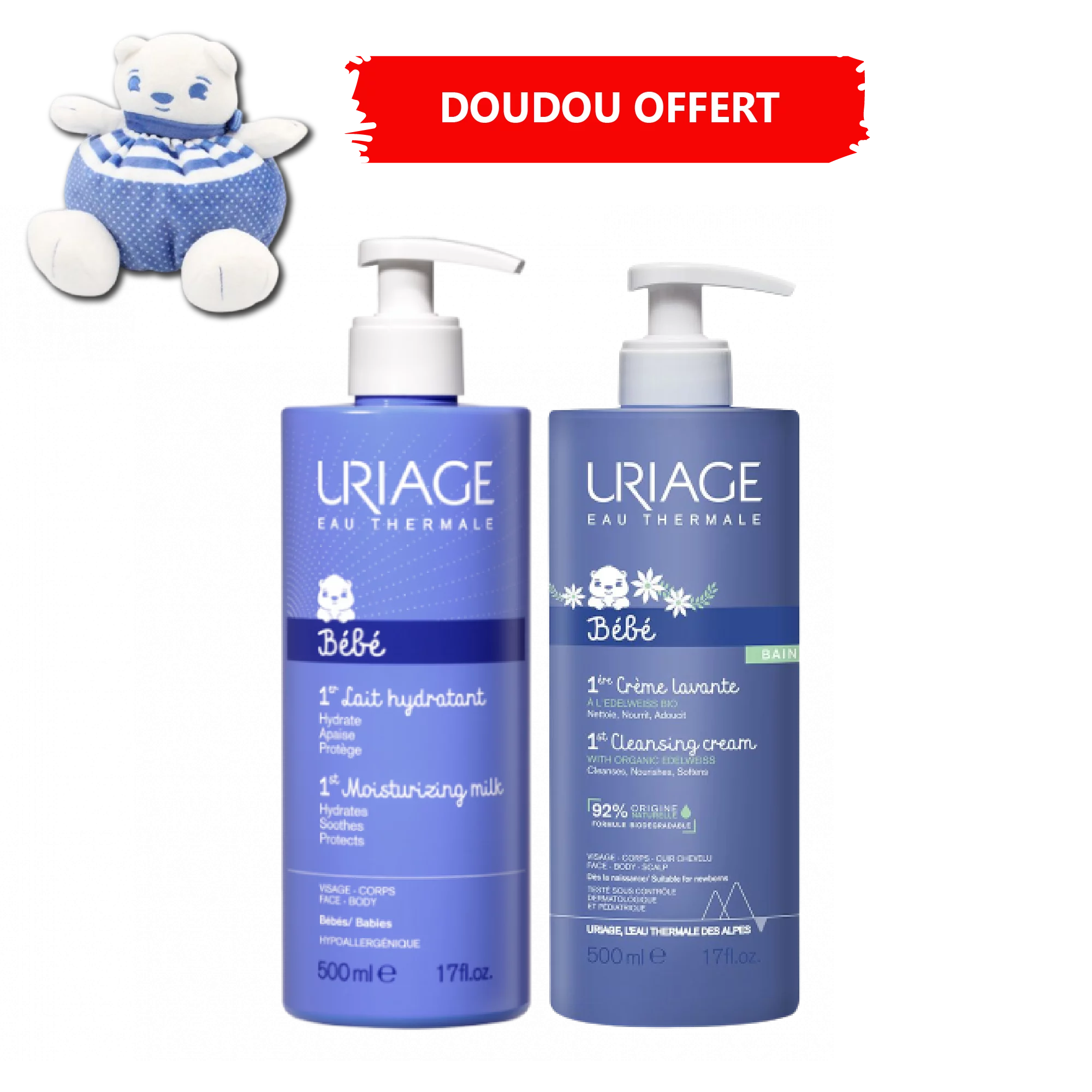 Uriage Coffret Kit Mes Premiers Soins Bébé + DOUDOU OFFERT