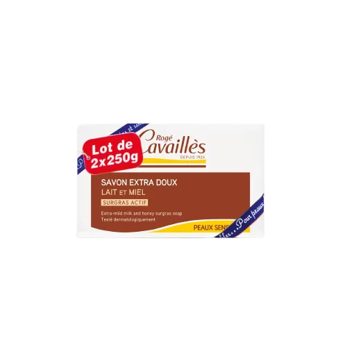 Rogé Cavaillès Savon Extra Doux Lait et Miel Lot de 2 x 250 g