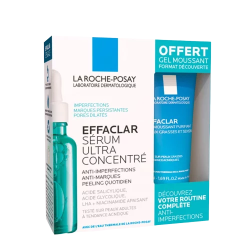 La Roche-Posay – EFFACLAR – Sérum Ultra Concentré Anti-Imperfections, 30ml + Gel Moussant 50ml