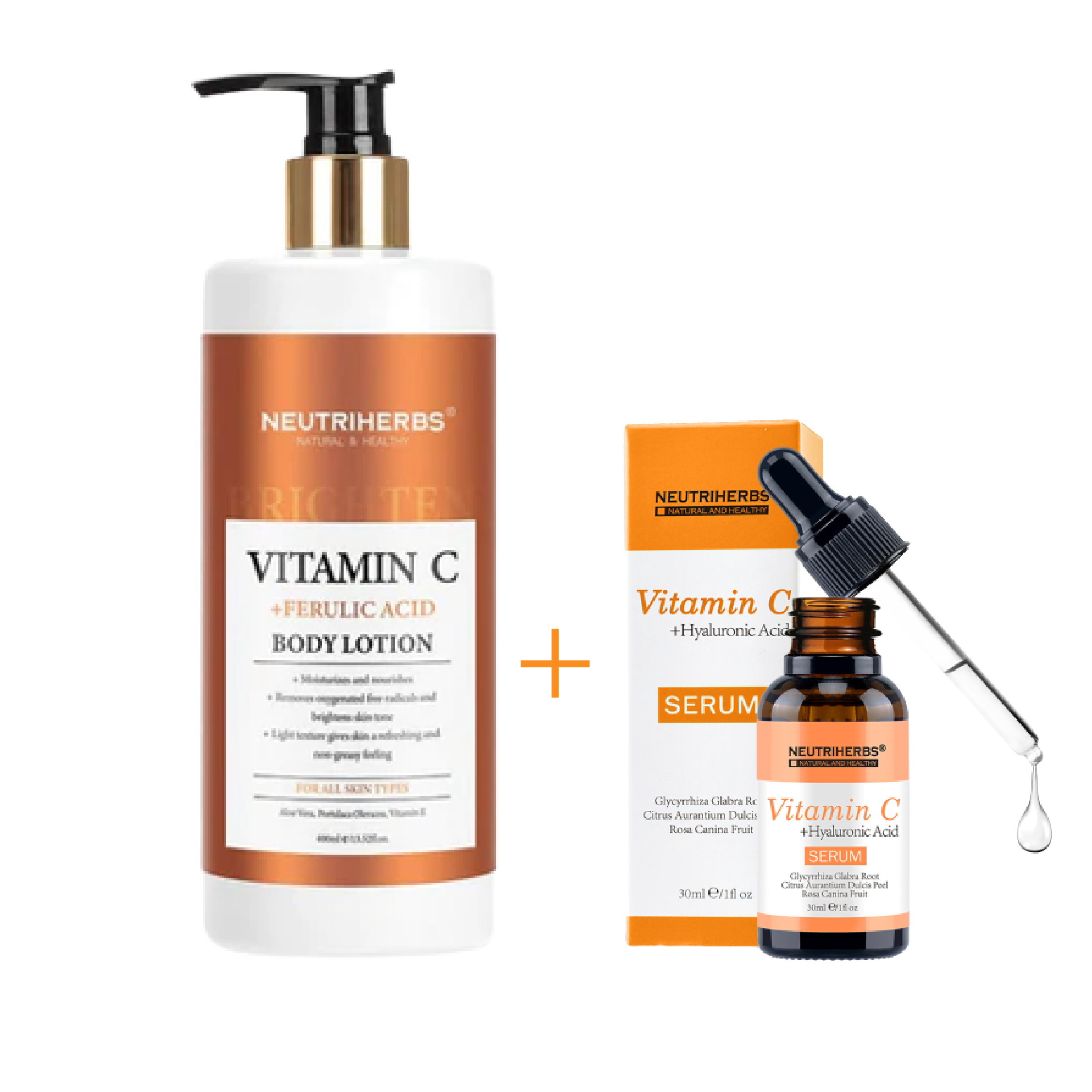 Neutriherbs Pack Lait Corporel Éclat Vitamine C + Sérum Éclaircissant