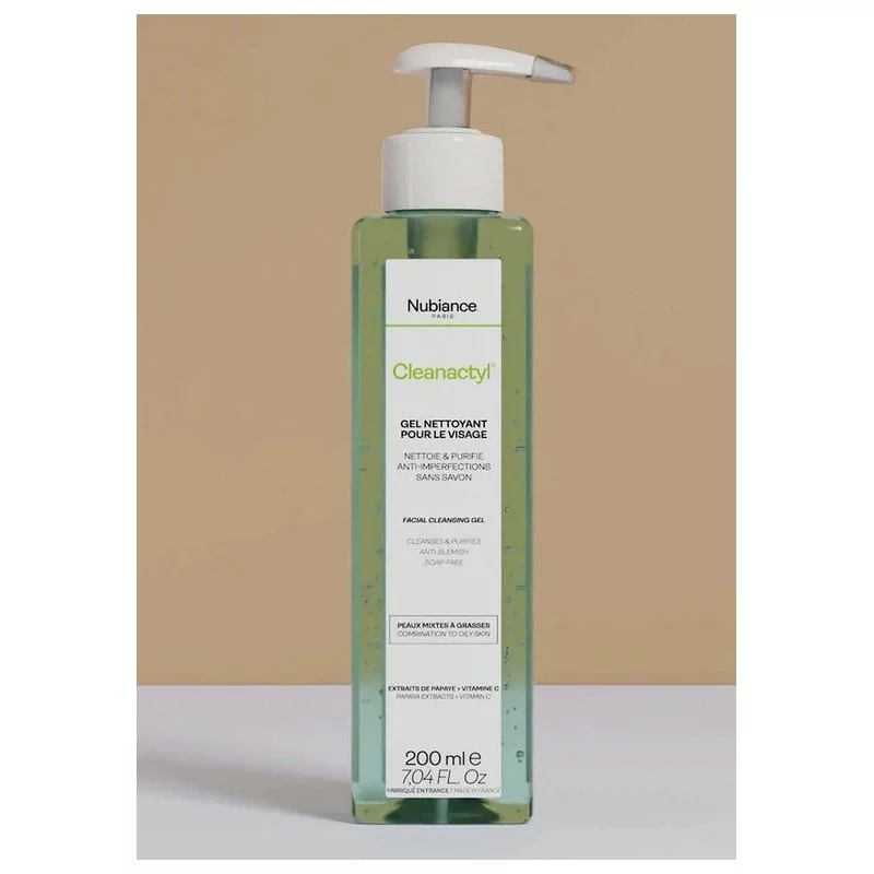 Nubiance Cleanactyl Gel Nettoyant Visage Anti-Imperfections Peaux Grasses à Tendance Acnéique 200 ml