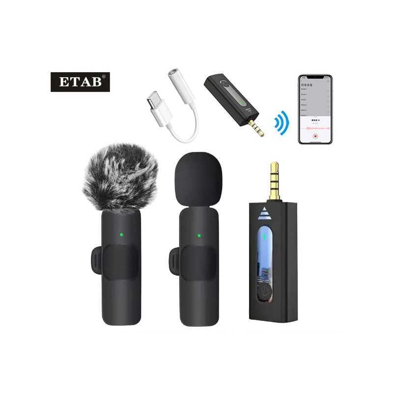 Microphone Cravate Lavalier Sans Fil Double K35-2 À Condensateur Omnidirectionnel Pour Appareil Photo, Haut-Parleur, Smartphone,